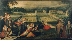 Een picknick in een park door Flemish School